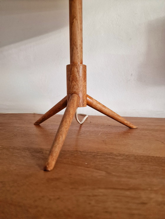 Image 1 of Vintage Teakhout Tafellamp Tripod Denemarken.