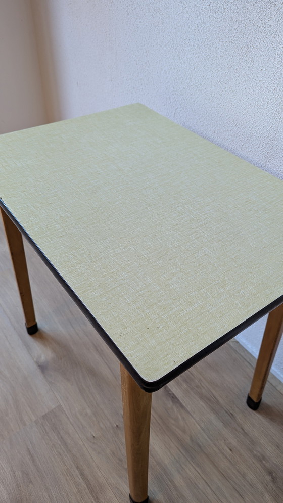 Image 1 of Pair of Vintage 60s green formica side table / school table