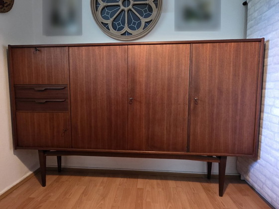 Elegant Mid-Century Teak Highboard, German Design, XXL, High Boards, Wood, Brown (photo 5 of 9)