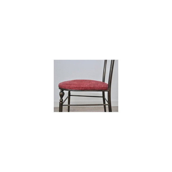 Image 1 of Pair of vintage brass and velvet Chiavarine side chairs