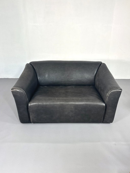 Canapé Vintage De Sede DS 47 en Cuir de Buffle Gris Patiné