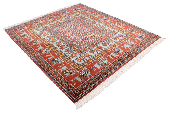 Image 1 of Original hand-knotted Indo carpet Pazyrik design wool carpet 200 x 200 cm