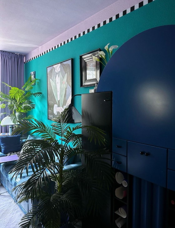 Image 1 of Interlübke Bar Duo Peter Maly Postmodern Memphis Milano 80s Blue