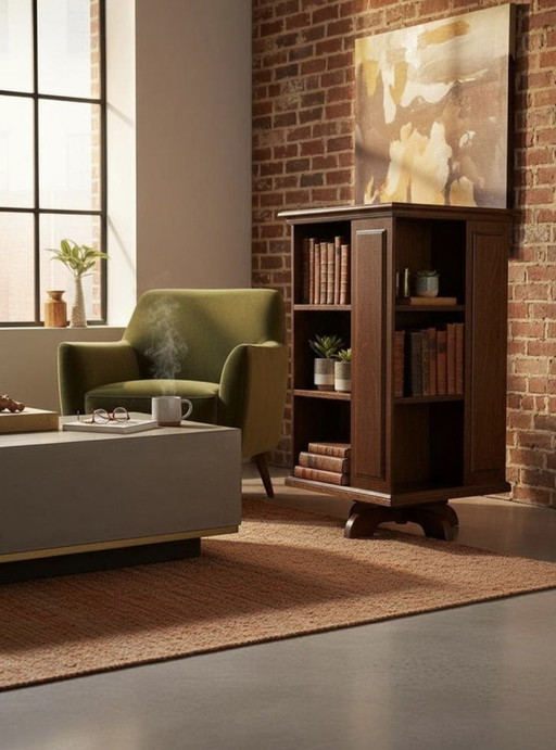 antieke Art Deco boekenmolen boekenkast