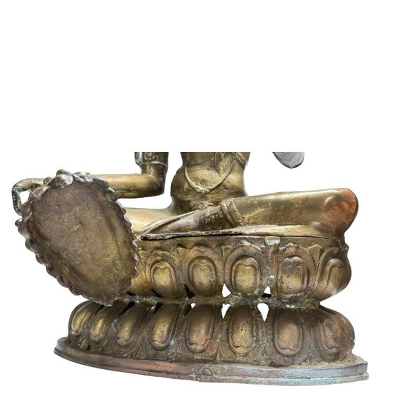 Antigua estatua tibetana de Tara en bronce dorado al fuego – lote 463 – Esculturas, Bronze, Gold (photo 11 of 17)