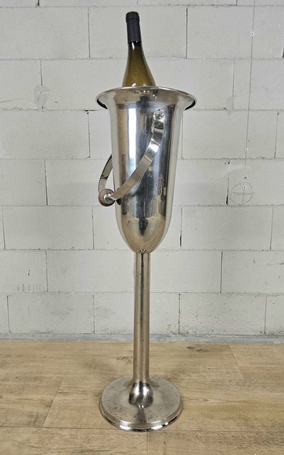Image 1 of Art Deco Standing Silver-Colored Wine Cooler / Champagne Cooler (Nickel-Plated) / Champagne Holder