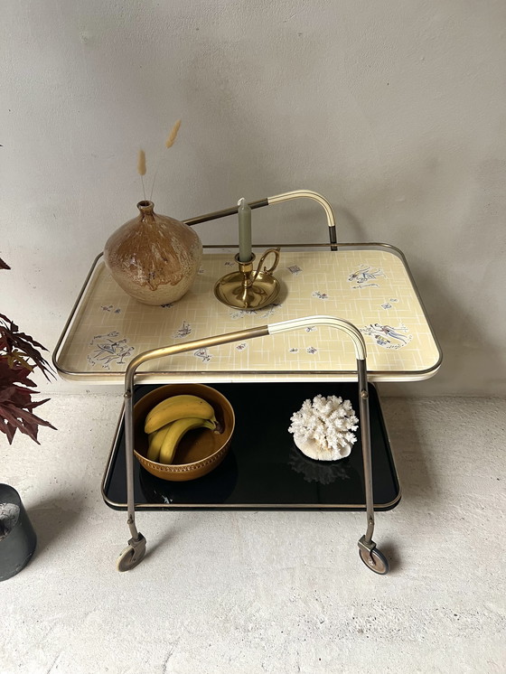 Image 1 of Serving trolley bar cart 1950s/60s with glass shelves