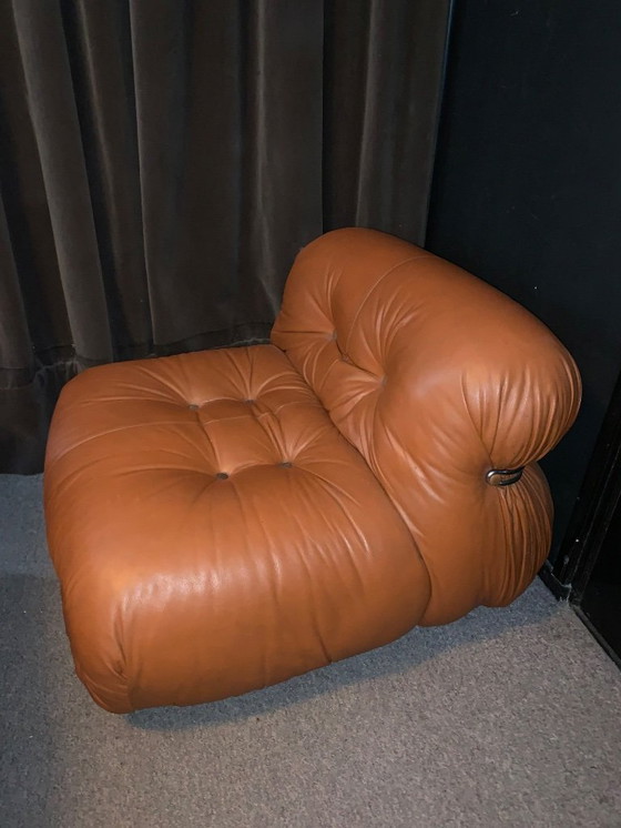 Image 1 of Fauteuil vintage Soriana en cuir, signé Afra et Tobia Scarpa pour Cassina