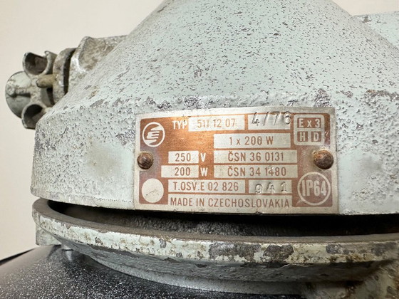 Image 1 of Grey Cast Aluminium Explosion Proof Lamp with Enameled Shade, 1970s