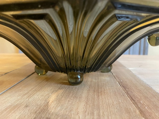 Image 1 of Coupe à fruits style Art déco 1930, vert mousse français