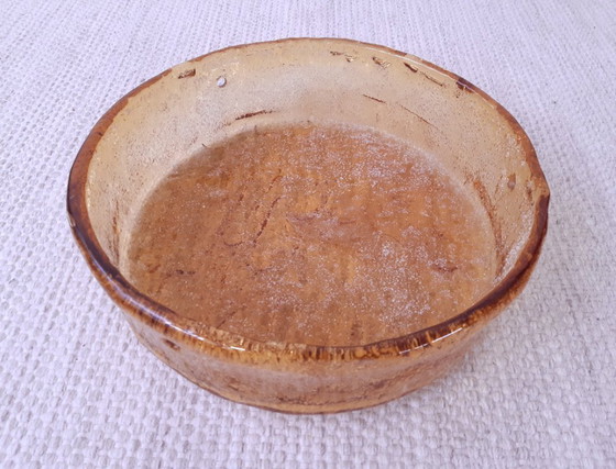 Image 1 of Suspension ronde en verre de RZB Leuchten, lampe de plafond vintage en verre avec relief.