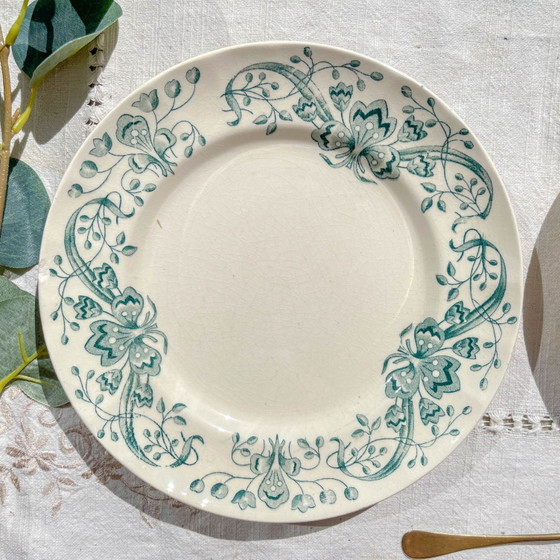 Set of 6 Small Antique Ironstone Plates "Figuig" – Longchamp 19th Century – Crockery (photo 10 of 14)