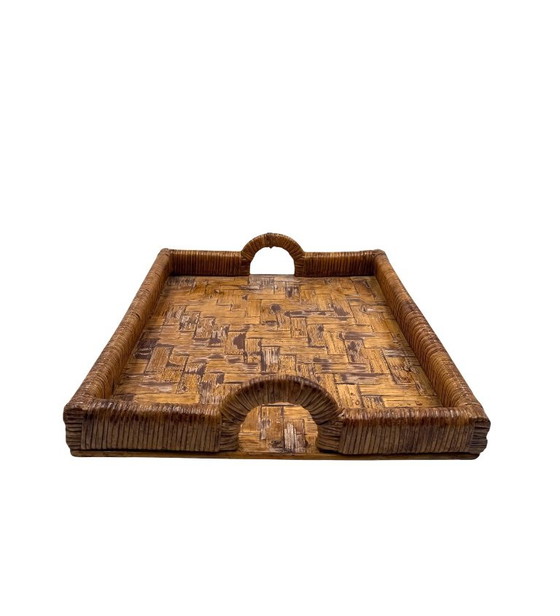 Hollywood Regency Wicker Tray, Vivai Del Sud Italy Ca. 1970 – Table accessories (photo 9 of 12)