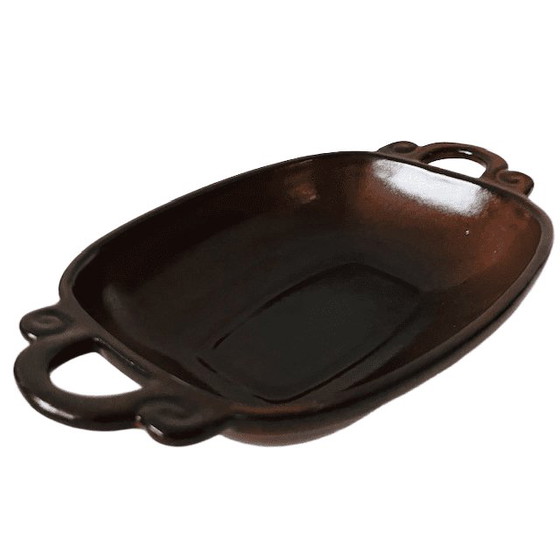 Image 1 of Teglia da forno vintage in ceramica marrone tedesca in stile art déco, anni '60