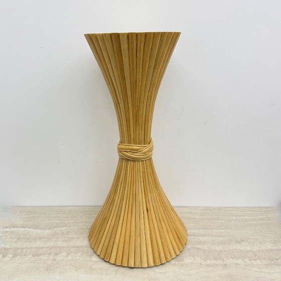 Rattan column, sand-colored, Wood, Beige, Vintage (photo 7 of 12)