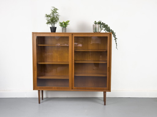 Danish Teak Cabinet with Glass Doors by Carlo Jensen for Hundevad & Co, 1960s