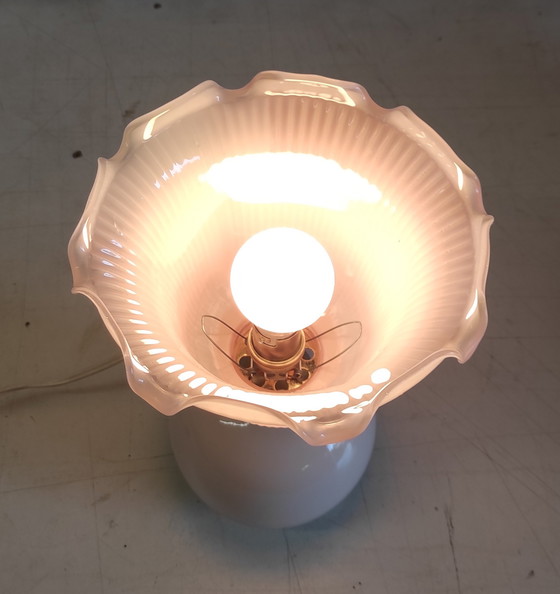 Image 1 of Table lamp in pink opaline glass - mid-20th century