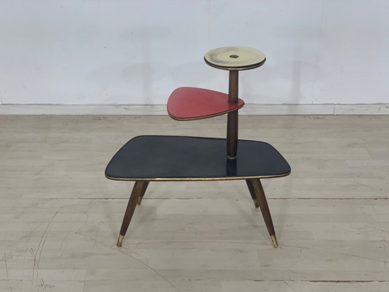 Image 1 of Midcentury flower stand Flower table Shelf Side table Kidney-shaped table Vintage