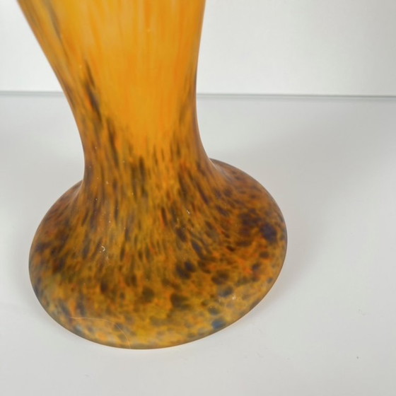 Image 1 of Lampada a forma di fungo in vetro arancione screziato, Massive, Belgio 1970