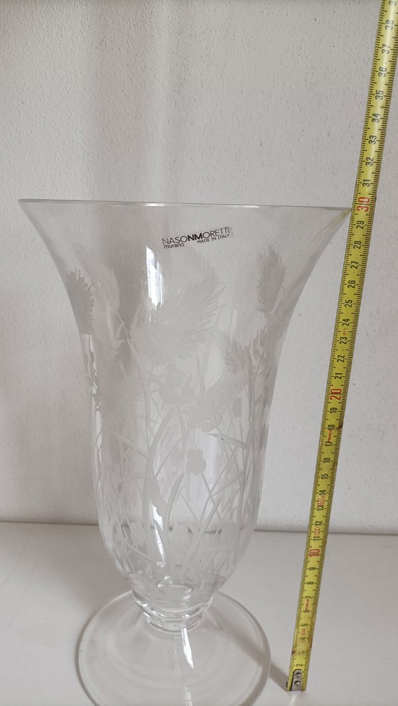 Vaso Nason Moretti Firmato Con Incisioni Floreali – Vasi, Glass, Murano Glass (photo 4 of 6)
