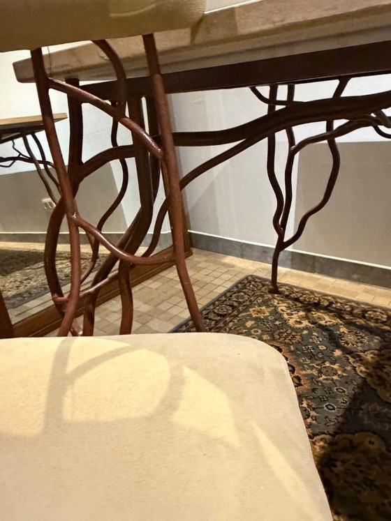 Tavolo da pranzo scultoreo in metallo battuto in stile Art Nouveau Revival - anni '70 – Tavoli da pranzo (photo 20 of 22)