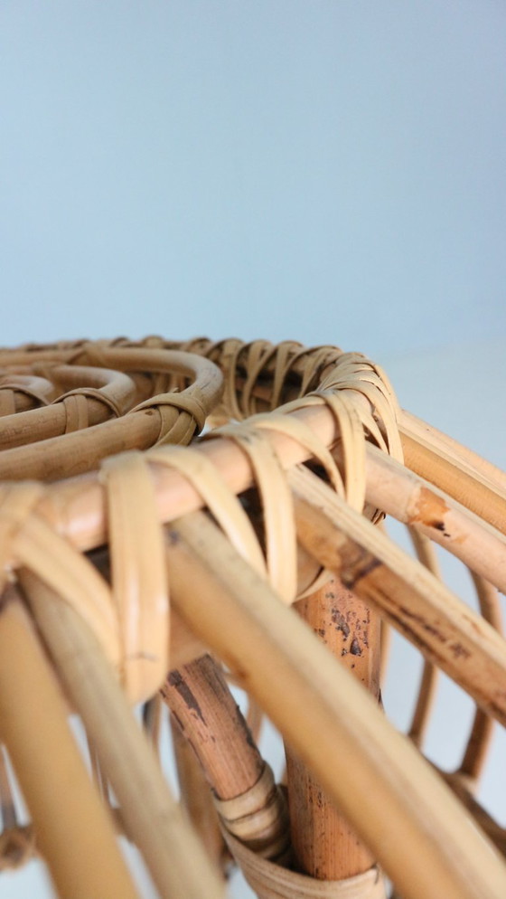 Image 1 of Pouf, jardinière, tabouret ou table d'appoint en rotin vintage des années 1960 par Dirk van Sliedrecht