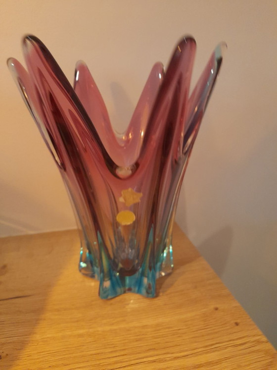 Vase vintage en verre de Murano, Bleu (photo 5 sur 5)