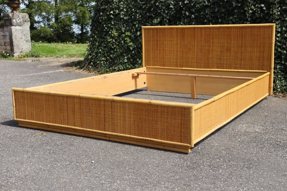 Image 1 of Double rattan bed signed Dal Vera Italy 1970