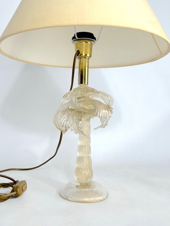 Image 1 of Mid-century rare brass and murano glass table lamp by Tommaso Barbi
