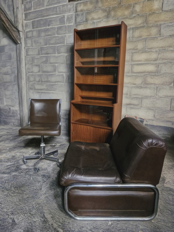 Image 1 of Dänisches Teakholz-Bücherregal, Vitrine und Regale, 1970er Jahre