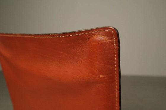 Image 1 of Set of Four CAB 412 Chairs by Mario Bellini, Red Saddle Leather, Italy