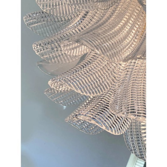 Image 1 of Moderner Kronleuchter „Sella“ aus Muranoglas mit 24-karätigem Goldmetallrahmen im Mazzega-Stil