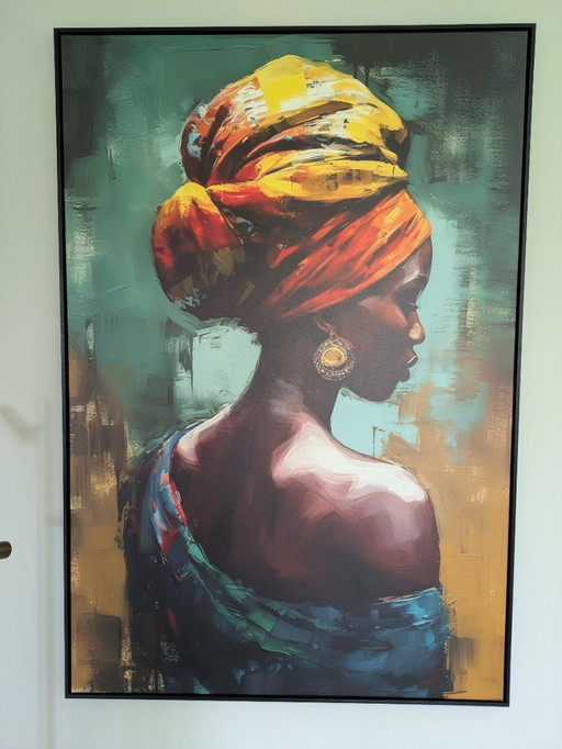 Kunstwerk Abstrakte Schönheit von Afrika 115 x 170 auf Leinwand mit schwarzem Holzrahmen