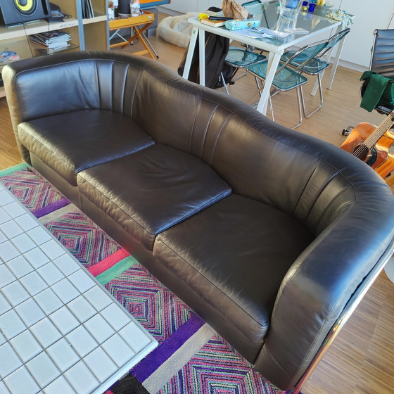 Image 1 of Zanotta Onda 3-Sitzer-Sofa – schwarzes Leder