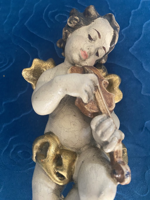 Vintage wooden handmade angel