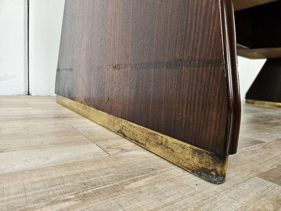 Image 1 of Art Decò bureau in exotisch hout, glas en messing