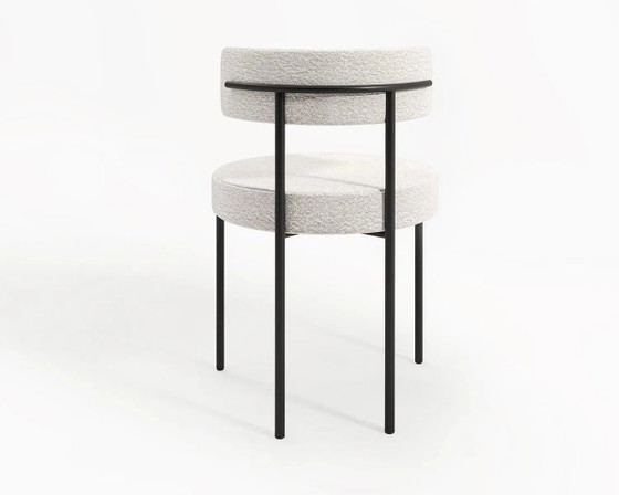 Iron and Bouclé Fabric Dining Chairs 50x50x84 – Textile (photo 4 of 5)