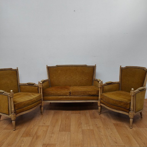 Antikes Sofa und Sessel im Stil Ludwigs XVI.