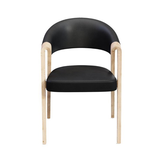 Image 1 of Martin Ballendat stoelen: massief eikenhout en zwart leer