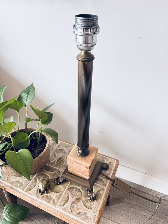 Image 1 of Table lamp with marble and brass base