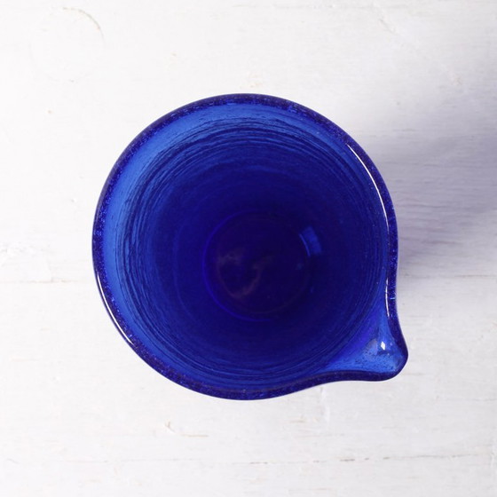 Image 1 of Caraffa in vetro blu cobalto: brocca italiana vintage, Serafino Zani