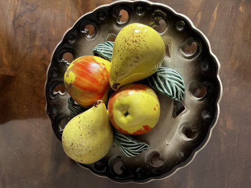 Assiette Vintage Céramique Barbotine et ajourée