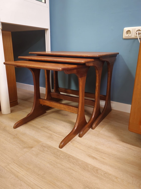 Image 1 of Vintage Teak Mimiset Nesting Bijzettafel Tafeltje 