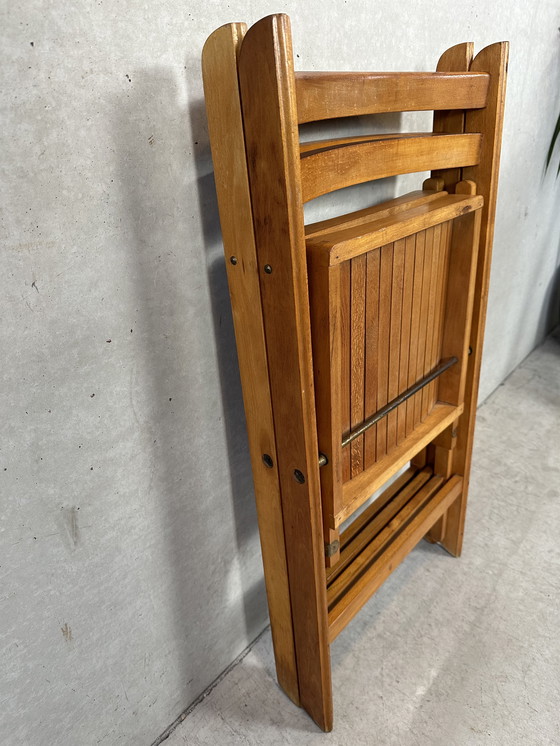 Image 1 of 2x vintage wooden folding chairs - beech