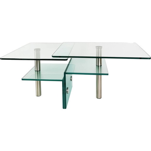 Mesa vintage de cristal y metal, Alemania, 1990