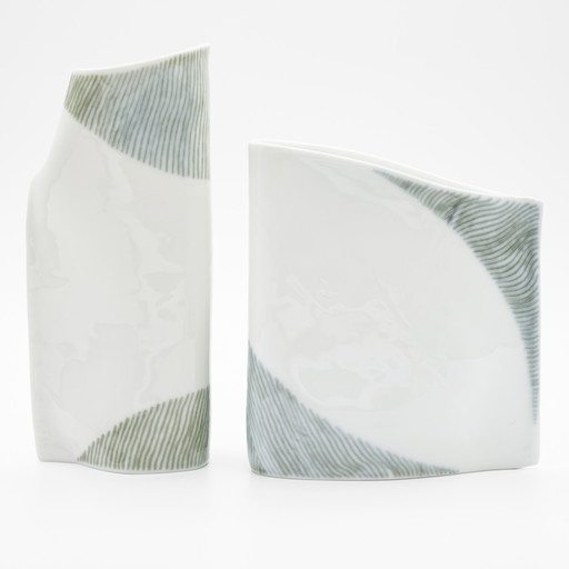 Kunstvaas Duo Rosenthal Studio Linie Ontwerp Johan van Loon 1982 Fijn Porselein