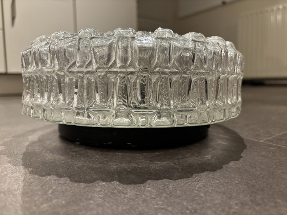 Image 1 of Vintage glazen plafondlamp / plaffoniere glas