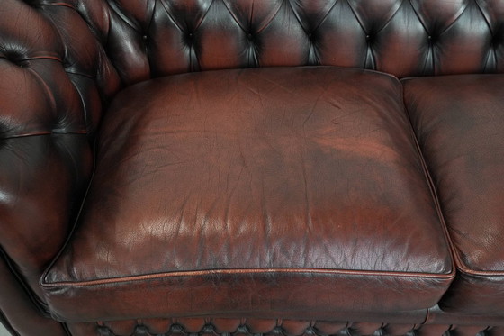 Image 1 of Divano Chesterfield in pelle di mucca in stile inglese con bellissimi colori rosso/marrone