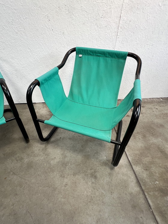 Image 1 of Zwei dänische Vintage-Sessel, Xcol, schwarzer Stahl mit grünem Stoff, 1980er Jahre