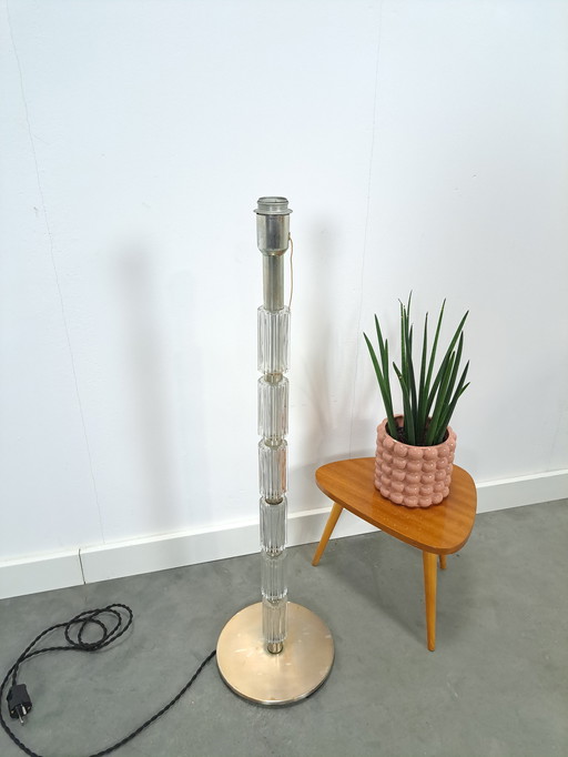 1970s glass floor lamp with chrome vintage